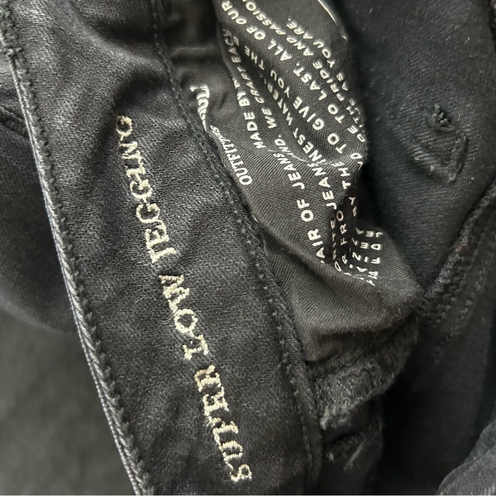 American Eagle Outfitters Black Ripped Super Stretch X4 Super Low Jegging Size 4 - Picture 9 of 10